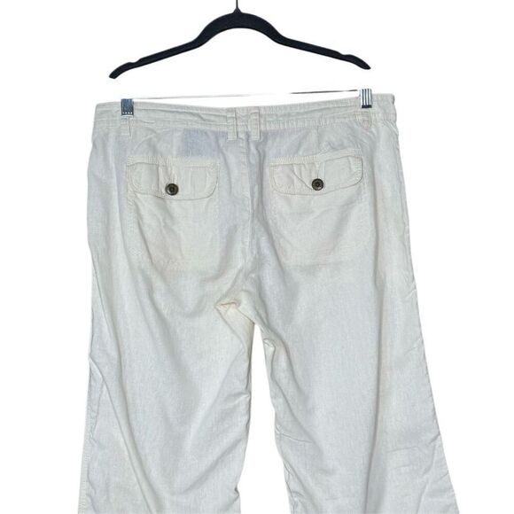 Norma Kamali  straw (cream) linen blend button fly pants size M - Picture 14 of 15